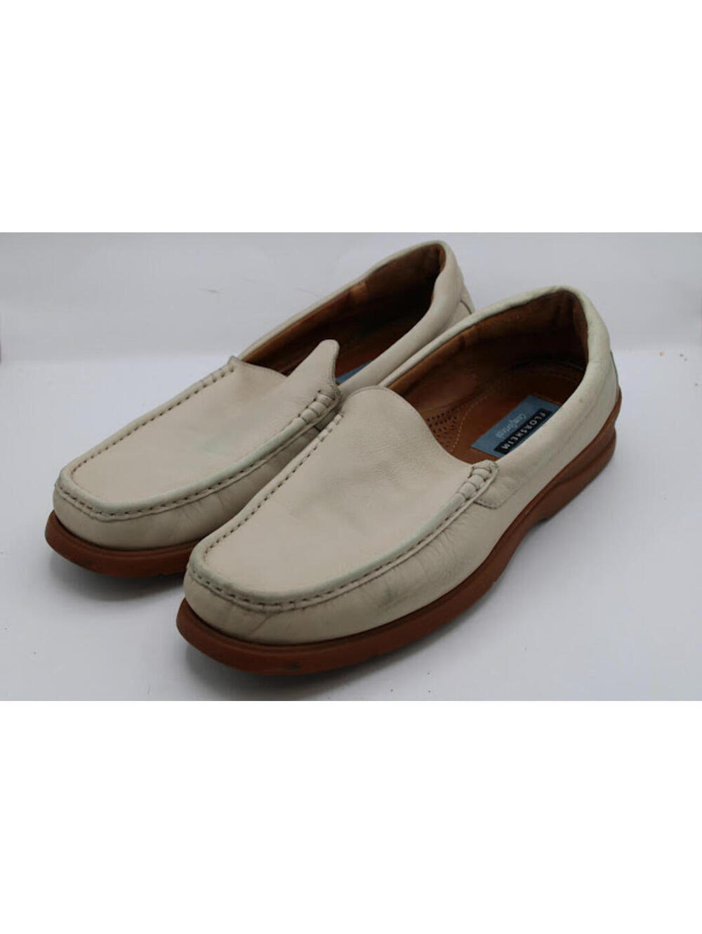 Florsheim Comfortech Slip On Casual Leather Loafers Beige Men's Size 12D